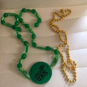 Green and Gold Beaded Necklace Set